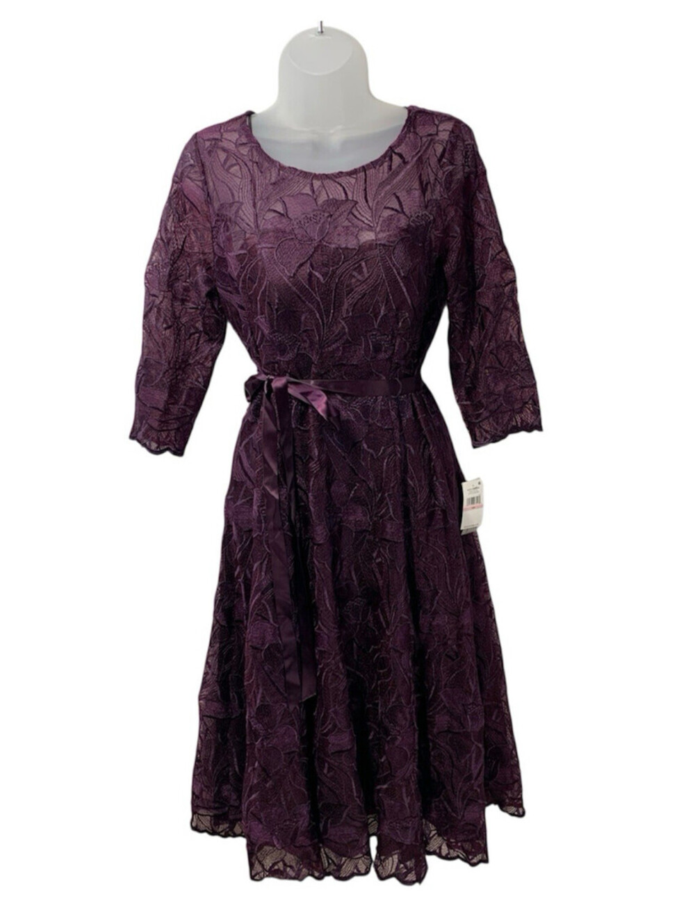 Alex Evenings Women's Tea Length Embroidered Cocktail Dress Wedding Guest 10P